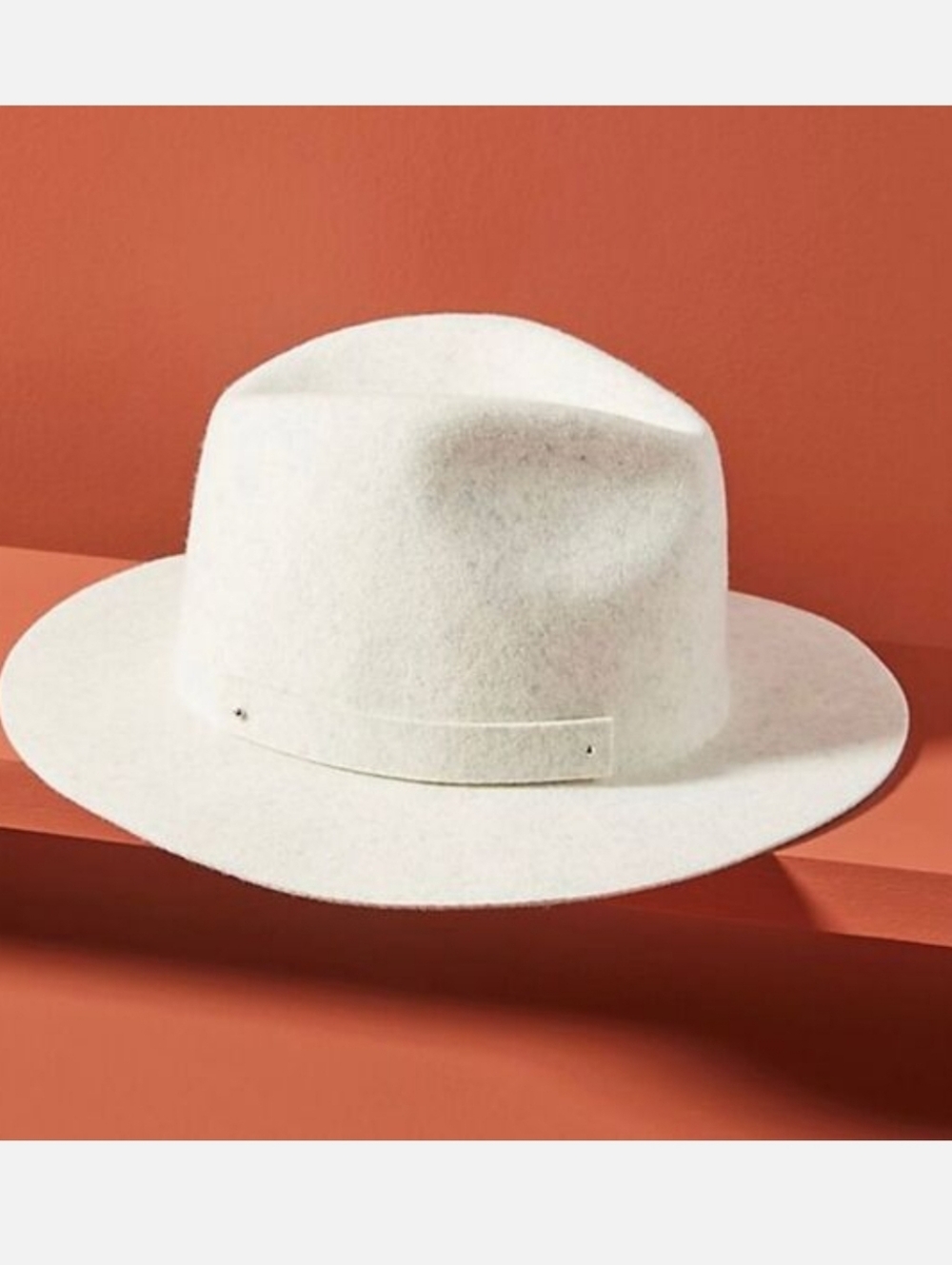 ANTHROPOLOGIE Cream Amelia Fedora Hat Wool Felt